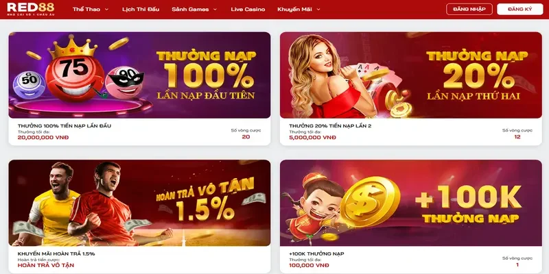 C&aacute;ch nhận khuyến m&atilde;i của Red88